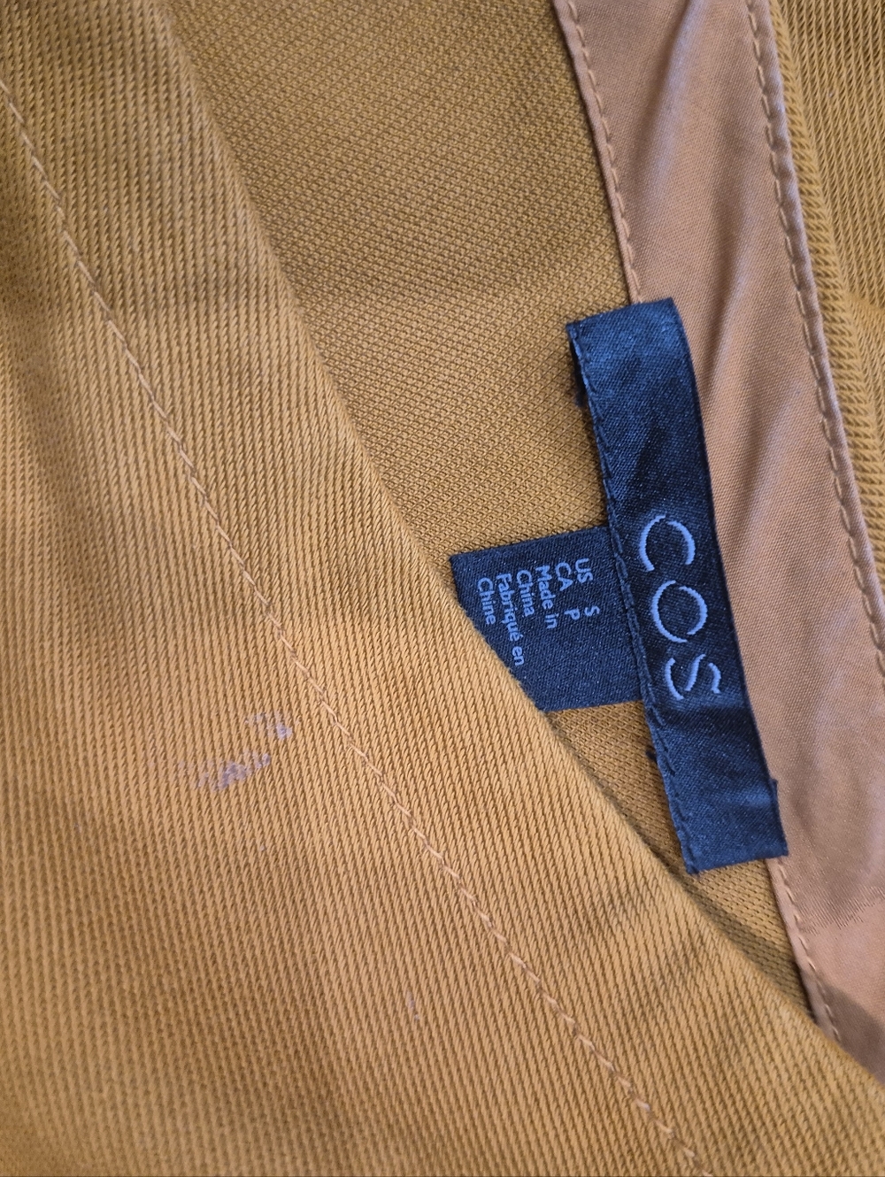 COS Wide V-Neck Tunic Top in Mustard Orange Size Small In Prestige Condition - Picture 6 of 7